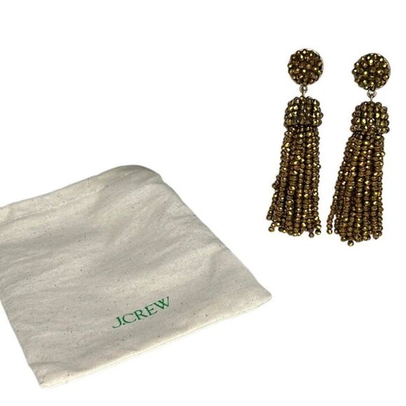 J Crew - “Faceted Tassel Earrings”, Gold Plated - NWT, One Size, Gold - Picture 2 of 7